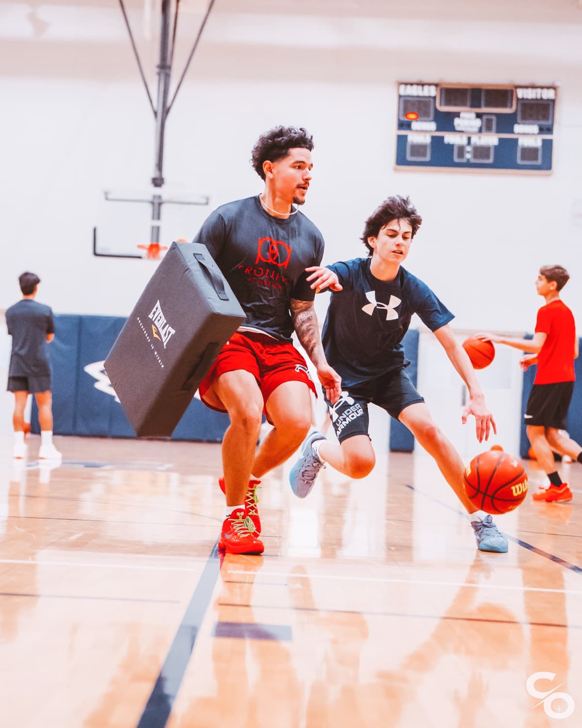 Youth basketball training session